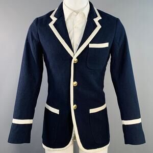 ROWING BLAZERS Size S Navy White Polyester Wool Notch Lapel Sport Coat